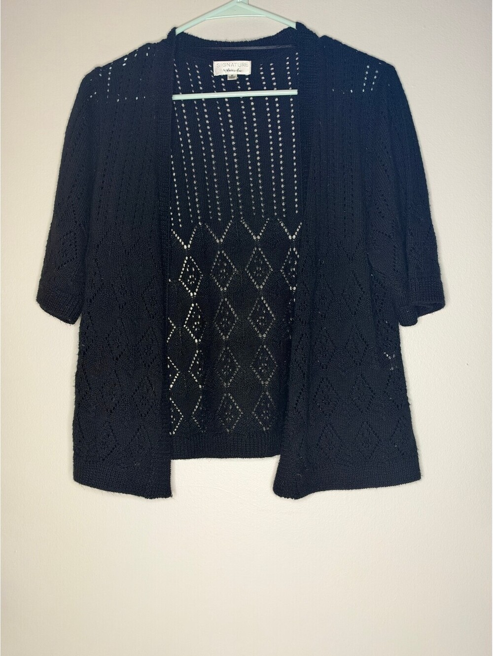 Eddie Bauer women's black open knit cardigan